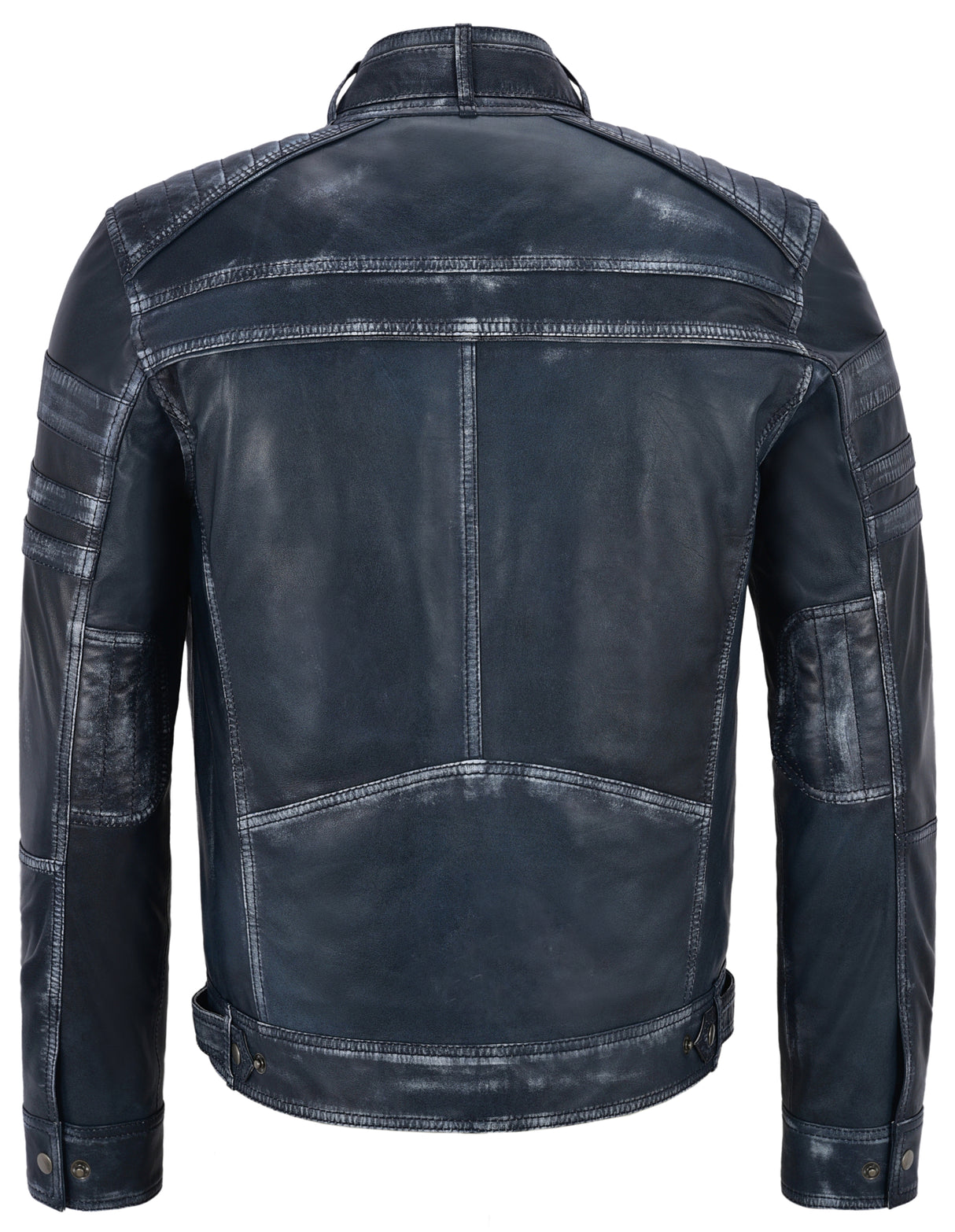 ONYXRIDE Men's Navy Leather Racer Jacket