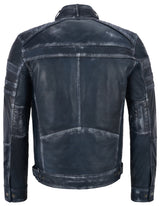 ONYXRIDE Men's Navy Leather Racer Jacket