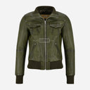 AIVIE Women's Leather Bomber Jacket