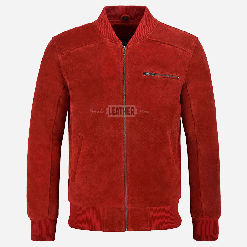 PRESCOTT Men's Suede Flight Bomber Jacket
