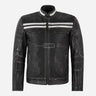 JORAX Men's Black Vintage Leather Racer Jacket
