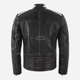 JORAX Men's Black Vintage Leather Racer Jacket