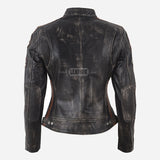 SIZMA Women's Leather Biker Jacket Black Vintage