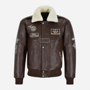OZZY G1 Cow Leather Bomber Jacket with Fur Collar