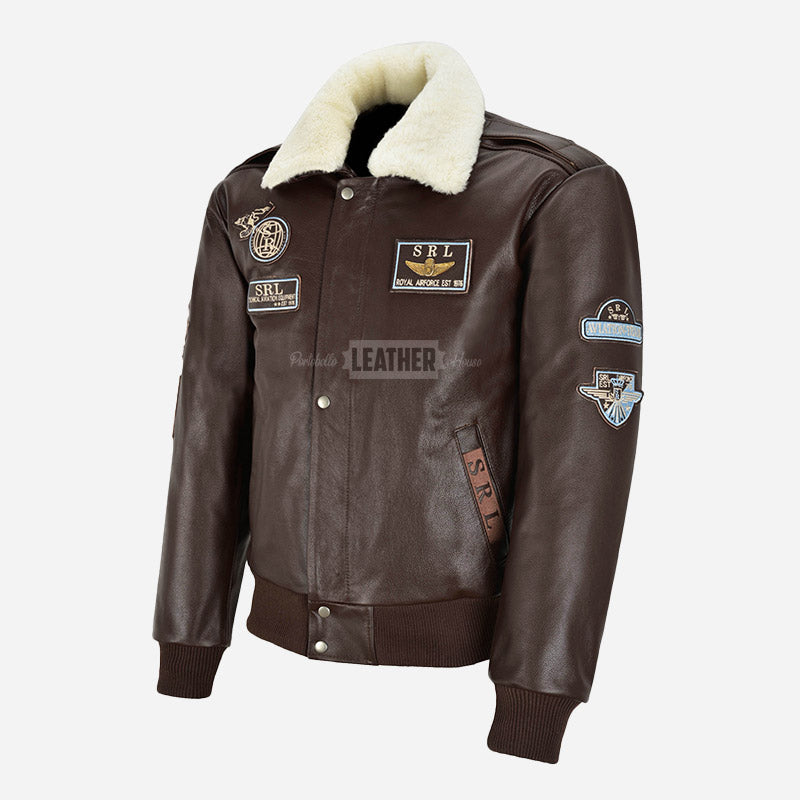 OZZY G1 Cow Leather Bomber Jacket with Fur Collar