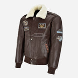 OZZY G1 Cow Leather Bomber Jacket with Fur Collar