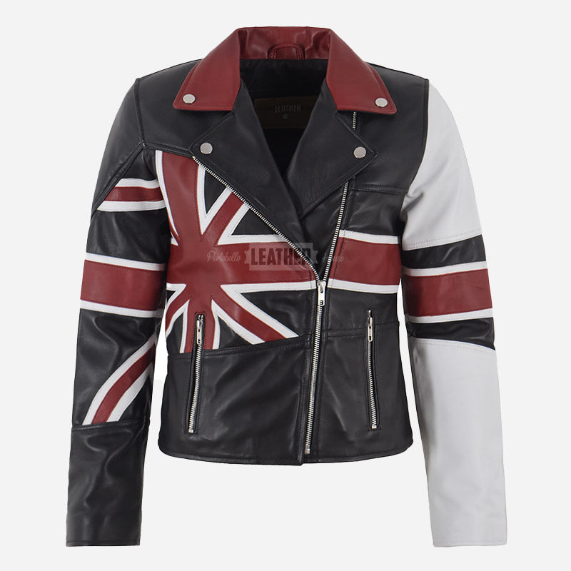 UNION JACK Women's Union Flag Leather Jacket