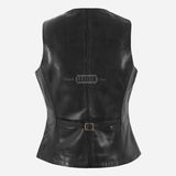 ISOLDE Women's Black Leather Waistcoat