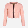 NOCTURNE Collarless Cropped Leather Jacket