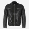AZREN Men's Leather Biker Jacket Black