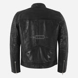 AZREN Men's Leather Biker Jacket Black
