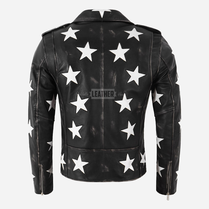 EVIRIX Leather Jacket with Star Accents