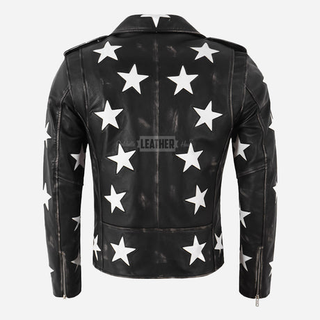 EVIRIX Leather Jacket with Star Accents