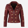 STELVIA Star Appliqué Leather Biker Jacket