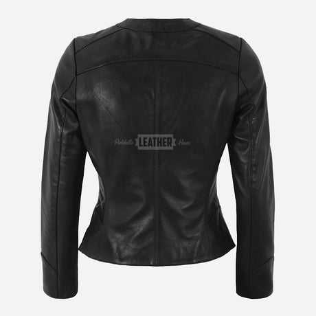 EMBERLYN Women's Collarless Leather Jacket