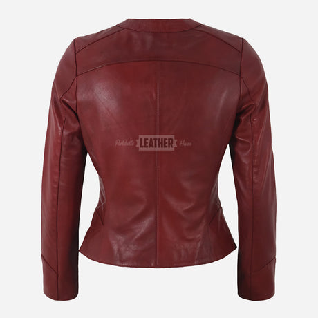 EMBERLYN Women's Collarless Leather Jacket