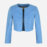 NOCTURNE Collarless Cropped Leather Jacket