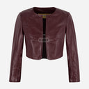 NOCTURNE Collarless Cropped Leather Jacket