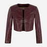 NOCTURNE Collarless Cropped Leather Jacket