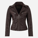 ZAYNARA Women's Centre Zip Leather Biker Jacket