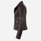 ZAYNARA Women's Centre Zip Leather Biker Jacket