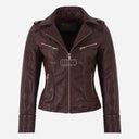 ZAYNARA Women's Centre Zip Leather Biker Jacket