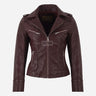 ZAYNARA Women's Centre Zip Leather Biker Jacket