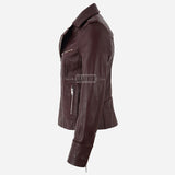 ZAYNARA Women's Centre Zip Leather Biker Jacket