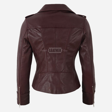 ZAYNARA Women's Centre Zip Leather Biker Jacket