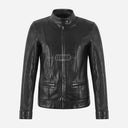 VARENA Women's Leather Racer Jacket Black