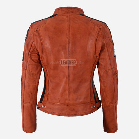 SIZMA Women's Leather Biker Jacket