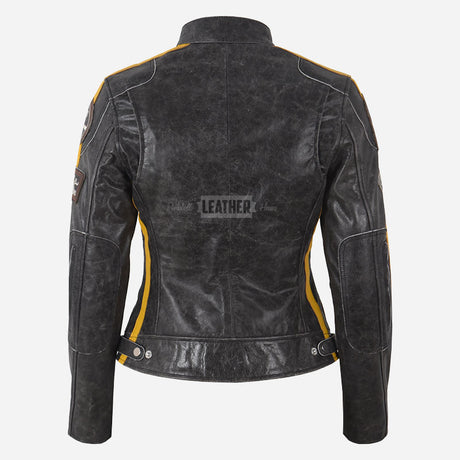SIZMA Women's Rugged Biker Jacket Black