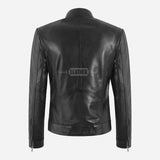 VARENA Women's Leather Racer Jacket Black