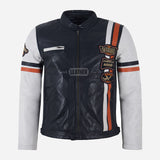 CAYZEN Men's Leather Biker Jacket