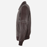 ROLF Brown Leather Bomber Jacket for Men