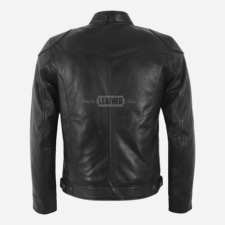 MORTON Men's Black Leather Racer Jacket