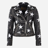 NOVA Vintage Leather Jacket with Star Accents