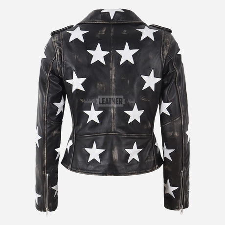 NOVA Vintage Leather Jacket with Star Accents