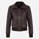 AMBER Brown Leather Bomber Jacket for Women