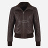 AMBER Brown Leather Bomber Jacket for Women