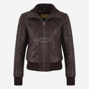 AURE Brown Leather Bomber Jacket