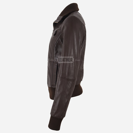AMBER Brown Leather Bomber Jacket for Women