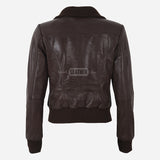 AMBER Brown Leather Bomber Jacket for Women