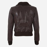 AURE Brown Leather Bomber Jacket