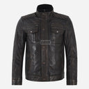 ASHWICK Men's Vintage Black Leather Jacket