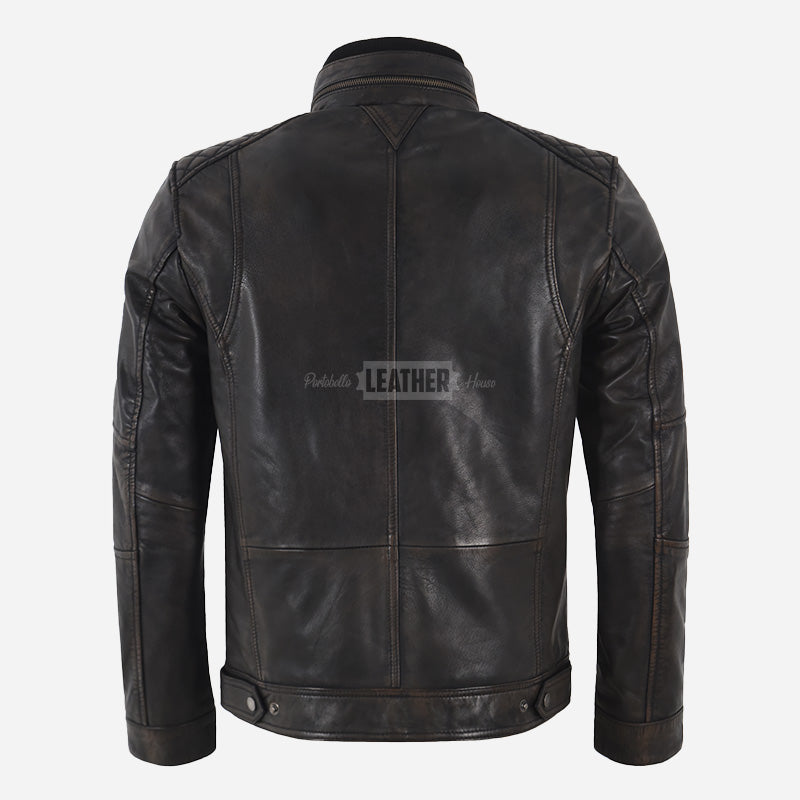 ASHWICK Men's Vintage Black Leather Jacket