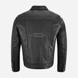 JAXELY Men's Trucker Leather Denim Jacket