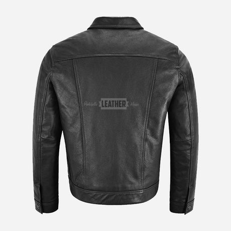 JAXELY Men's Trucker Leather Denim Jacket