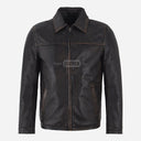 FRANKIE Men's Collared Vintage Leather Jacket