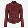 SYNA Women's Leather Racer Jacket Red